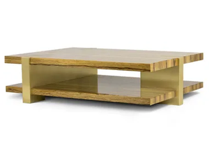 GUMA 1 - Rectangular wooden coffee table with brass details _ JOSÉ LEITE DE CASTRO